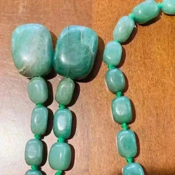 Vintage Strand Oval Nuggets Shape Stone Beads Natural Green  Stone - Picture 8 of 10